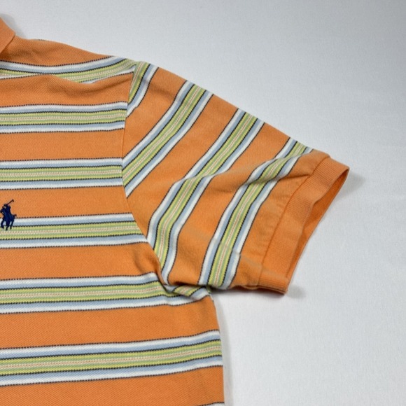 Polo Ralph Lauren Polo Shirt Mens Medium Orange Striped Cotton Golf Casual - Picture 3 of 10